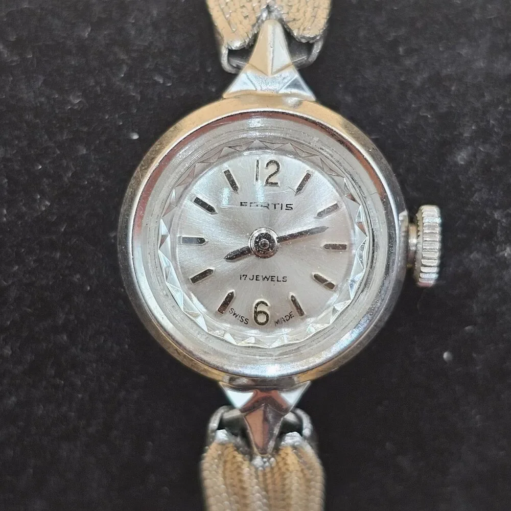 Vintage Fortis 17J Mechanical Ladies Watch On 1/20 10k GF Bracelet For Repair